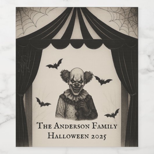  circus | Haunted Carnival Theme Halloween Wijn Etiket (Enkel label)