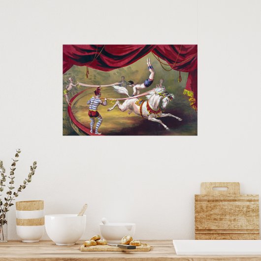 Circus Horse and Clowns in Ring Acrobat Poster (Keuken)