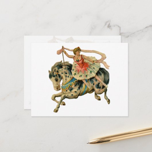 Circus Horse and Dancer Briefkaart (Voorkant / Achterkant in situ)