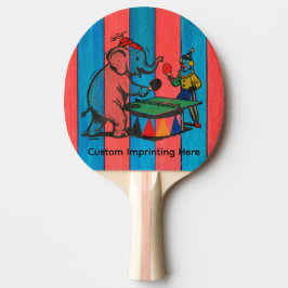Circus, Houtkleuren, Clown en Olifant, op maat gem Tafeltennisbatje
