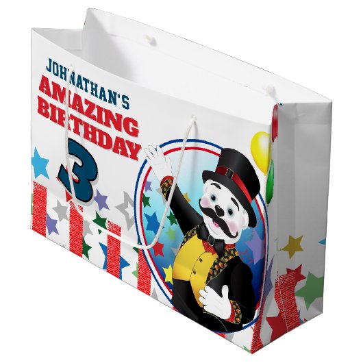 Circus IJsbeer Directeur Verjaardag Groot Cadeauzakje (Voorkant Gekanteld)