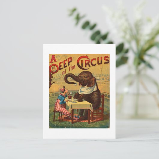 Circus Illustratie Kunst Oud Antiek Feestdagenkaart (Staand voorkant)