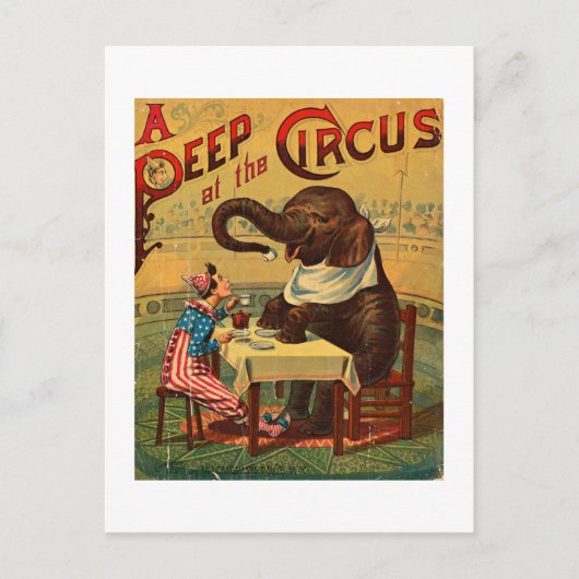 Circus Illustratie Kunst Oud Antiek Feestdagenkaart (Voorkant)