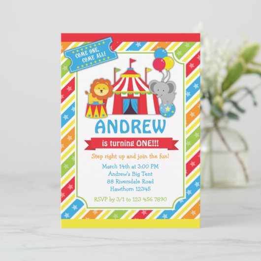 Circus Invitation / Carnival Invitation Kaart (Staand voorkant)