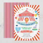 Circus Invitation, Carnival party Kaart (Voorkant / Achterkant)