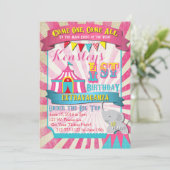 Circus Invitation Pink en Turquoise Kaart (Staand voorkant)