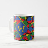 Circus jongleren kunstenaar patroon monogram koffiemok (Voorkant links)