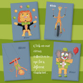 Circus Jonglerende Leeuw Kind Blauwe Knop met Naam Button