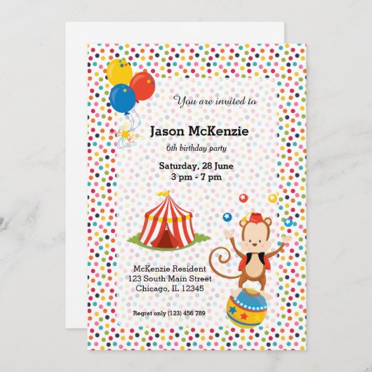 Circus Kaart (Voorkant / Achterkant)