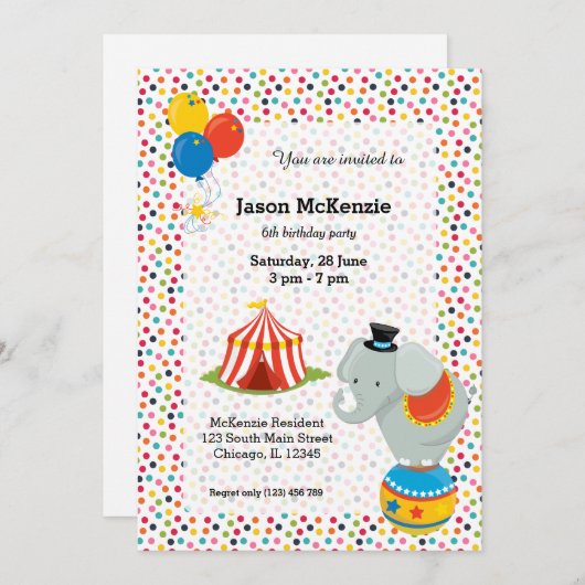 Circus Kaart (Voorkant / Achterkant)