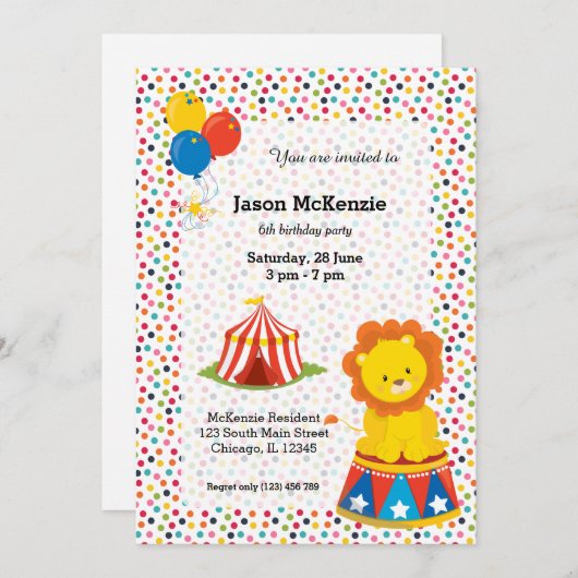 Circus Kaart (Voorkant / Achterkant)