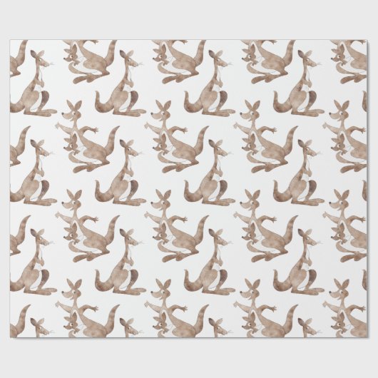 Circus Kangaroos, wit Cadeaupapier (Vlak)