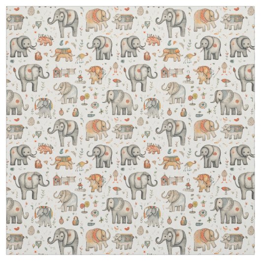 Circus kappers: grillige olifant stof (Swatch)