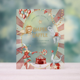 Circus Kermis Baby Shower Luier Raffle Acryl Bord