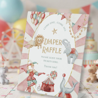 Circus Kermis Baby Shower Luier Raffle Reclamebord Met Voetstuk