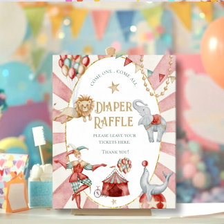 Circus Kermis Baby Shower Luiers Raffle Bord Poster