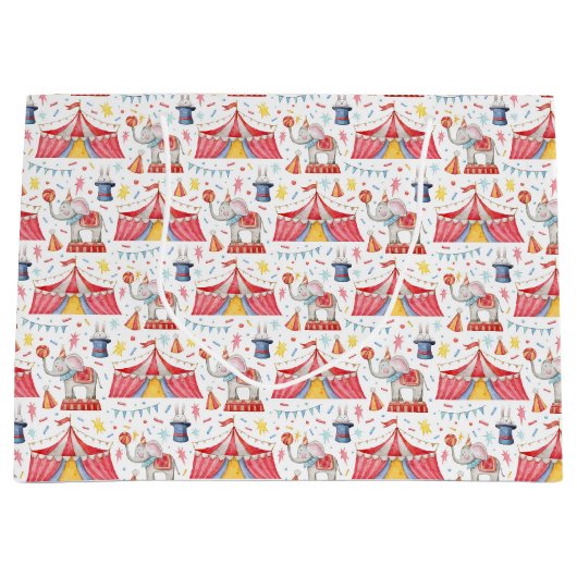 Circus Kermis Big Top Inpakpapier Groot Cadeauzakje (Voorkant)