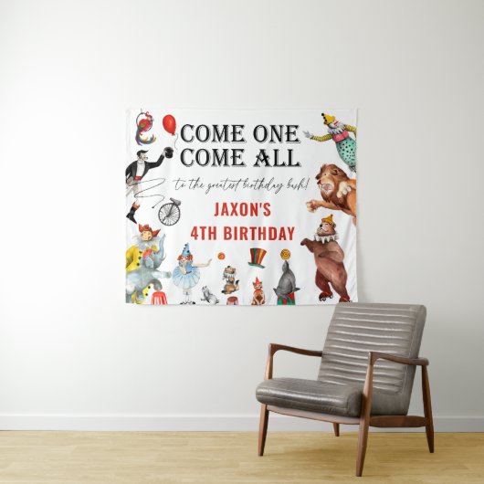 Circus Kermis Festival Verjaardagsfeestje Achtergr Wandkleed (In Situ (horizontaal))