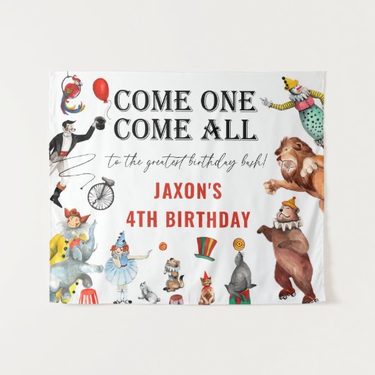 Circus Kermis Festival Verjaardagsfeestje Achtergr Wandkleed (Voorkant (horizontaal))