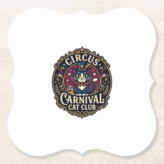 Circus Kermis Kat Kattenvader Cadeau Idee - Circus Kartonnen Onderzetters (Voorkant)
