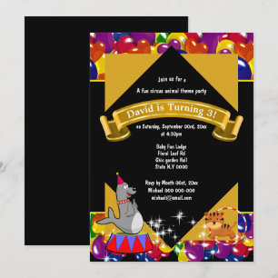 Circus kermis schattige tijger zeehond ballon fees kaart