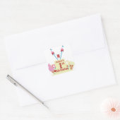 Circus Kermis Taart Eerste Verjaardag Vierkante Sticker (Envelop)