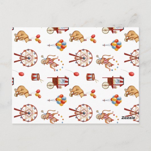 Circus Kermis Verjaardagsuitnodiging Briefkaart (Achterkant)