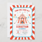 Circus Kermis Verjaardagsuitnodiging Kaart (Voorkant)