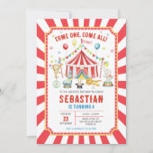 Circus Kermis Verjaardagsuitnodiging Kaart (Voorkant)