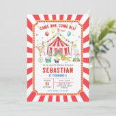 Circus Kermis Verjaardagsuitnodiging Kaart (Staand voorkant)