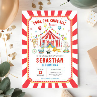 Circus Kermis Verjaardagsuitnodiging Kaart