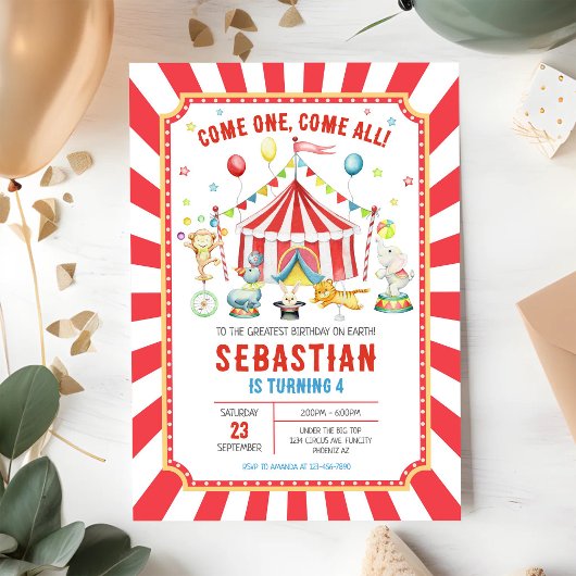 Circus Kermis Verjaardagsuitnodiging Kaart