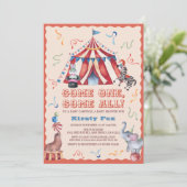 Circus Kermistent Dieren Baby Borrel Kaart (Staand voorkant)