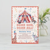 Circus Kermistent Dieren Baby Borrel Kaart (Staand voorkant)