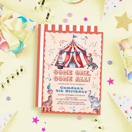 Circus Kermistent Dieren Kinderverjaardag Kaart