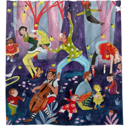 Circus kinder & podiumkunstenaar in het bos douchegordijn (Voorkant)