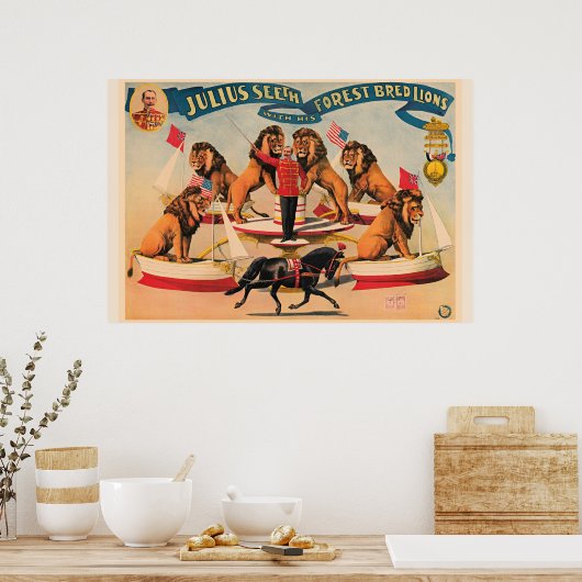 Circus Leeuwen, vintage illustratie, Poster (Keuken)