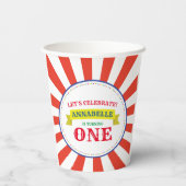 Circus Leuk Kleurrijk 1e Verjaardagsfeest Kinder Papieren Bekers (Achterkant)