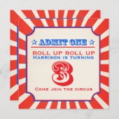 Circus leuke beurs 3e verjaardag uitnodiging (Voorkant / Achterkant)