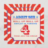 Circus leuke beurs 4e verjaardag uitnodiging (Voorkant / Achterkant)