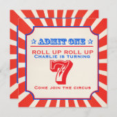 Circus leuke beurs 7e kids verjaardagsfeestuitnodi kaart (Voorkant / Achterkant)