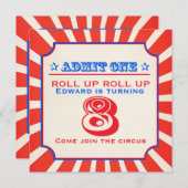 Circus leuke beurs 8e kids verjaardagsfeestuitnodi kaart (Voorkant / Achterkant)