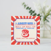 Circus leuke beurs 8e kids verjaardagsfeestuitnodi kaart (Staand voorkant)