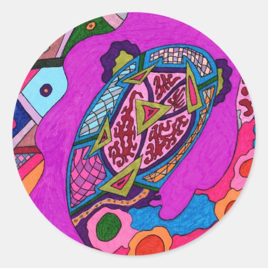 "Circus Lion" Abstract Ronde Sticker (Voorkant)