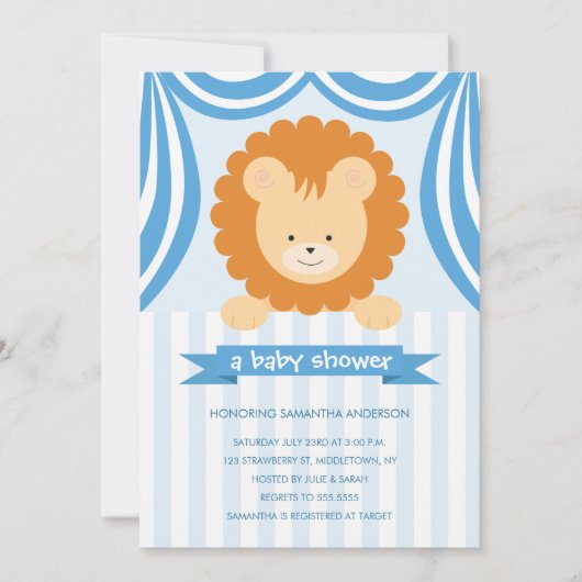 Circus Lion Baby shower Inture - Boy Kaart (Voorkant)