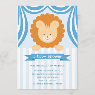 Circus Lion Baby shower Inture - Boy Kaart