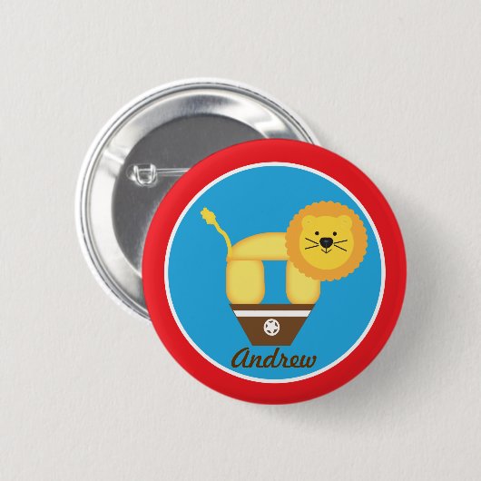 Circus Lion Birthday Button (Voorkant /achterkant)