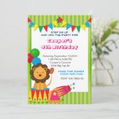 Circus Lion Birthday nodig Kaart (Staand voorkant)
