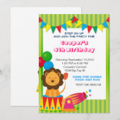 Circus Lion Birthday nodig Kaart (Voorkant / Achterkant)