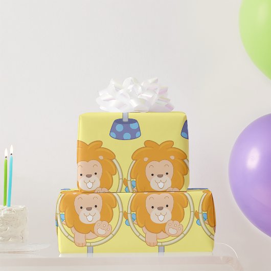 Circus Lion springt door een hoop Cadeaupapier